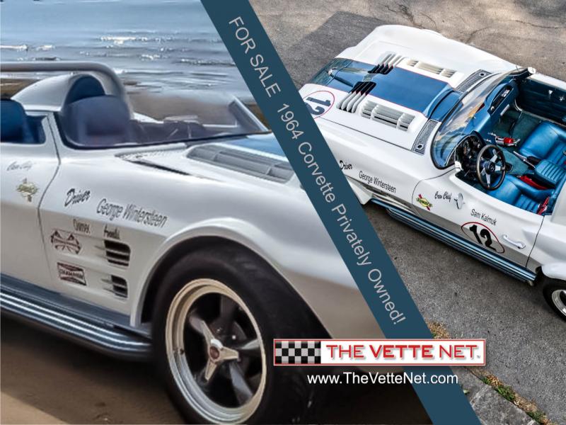 1964 White/Blue Stripe Chevy Corvette Convertible